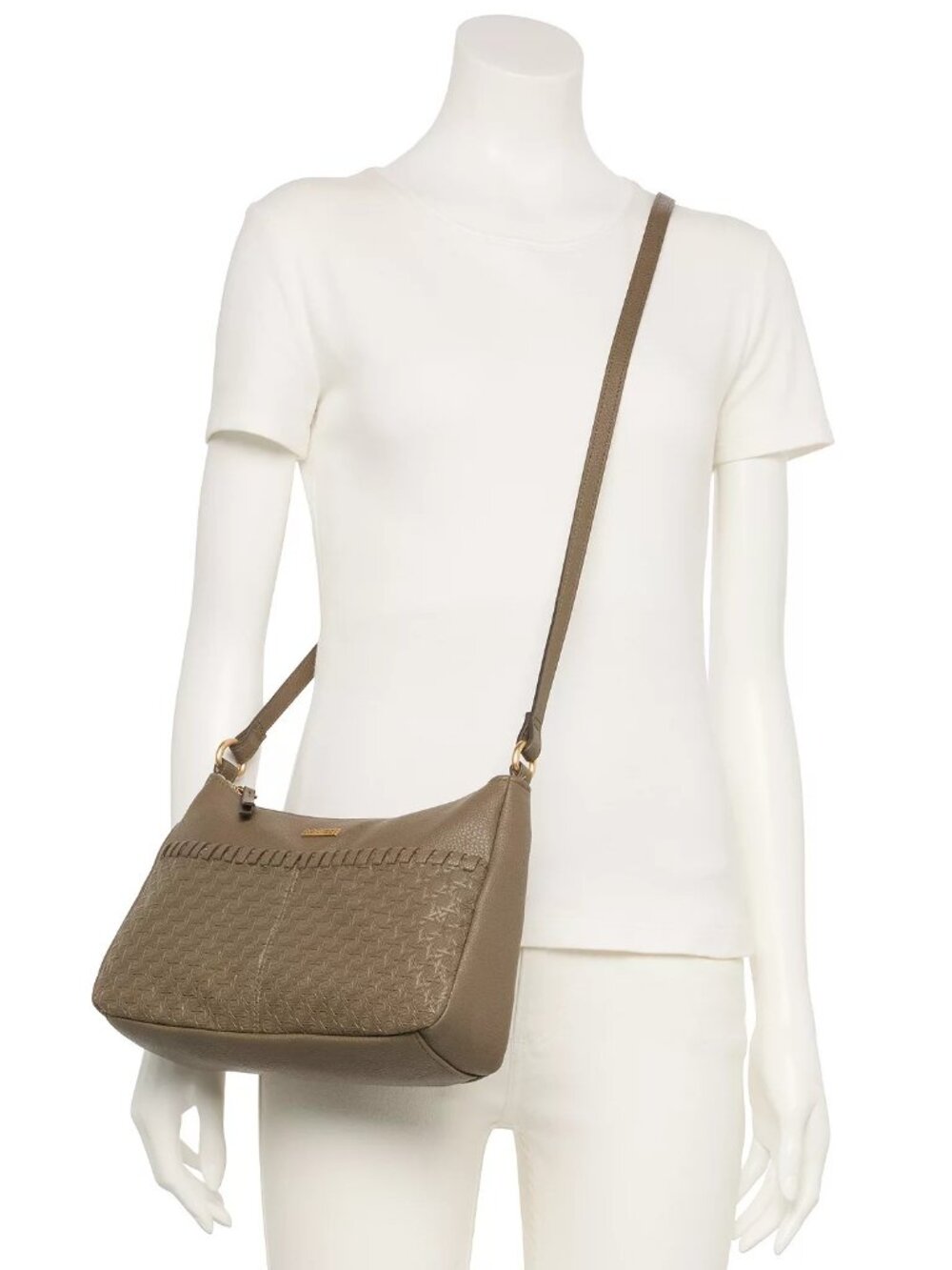 Rosetti Ines Taupe Brown Crossbody Bag Woven Boho Western